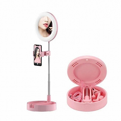 Ring Light & Mirror 12W 16cm  - Pink