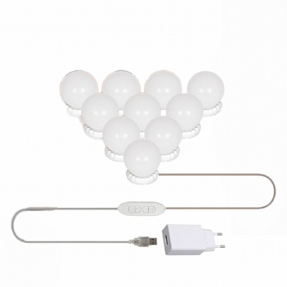 GloboStar LED Lighting Garland With 10 Globes For Mirror 8W With USB Power Cable & Built-in Color Changing Controller