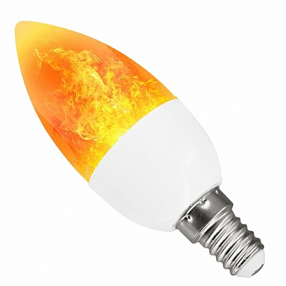 GloboStar LED Λάμπα Κερί E14 C37 5W  Summer Flame Flickering Fire Με 2 Λειτουργίες Εφέ