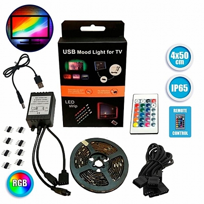 GloboStar Κιτ Κρυφού Φωτισμού RGB Με USB USB 4x50cm