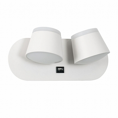 REGENCY LED Δίφωτο Λευκό Φωτιστικό Τοίχου 16W Με Φορτιστή USB 3Α Φυσικό Λευκό Φως