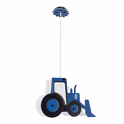 GloboStar TRACTOR Παιδικό Κρεμαστό Φωτιστικό Οροφής Μονόφωτο E27 Μπλε PVC
