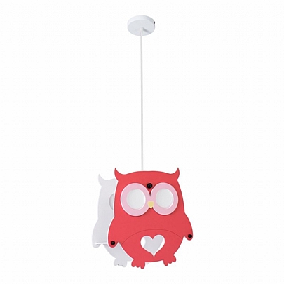 GloboStar OWL Children's Hanging Ceiling Lamp Single Light E27 Red PVC