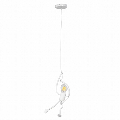 GloboStar FIGURE Children's Hanging Ceiling Lamp Single Light E27 White Metallic