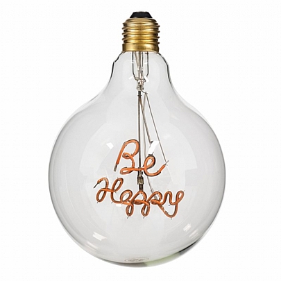 GloboStar LED Λάμπα BE HAPPY Filament E27 G125 Γλόμπος 4W Ροζ Φως