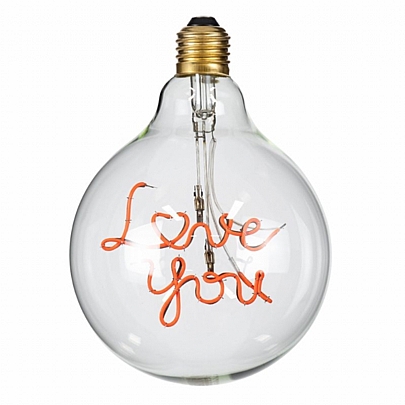 GloboStar LED Λάμπα LOVE YOU Filament E27 G125 Γλόμπος 4W Κόκκινο Φως