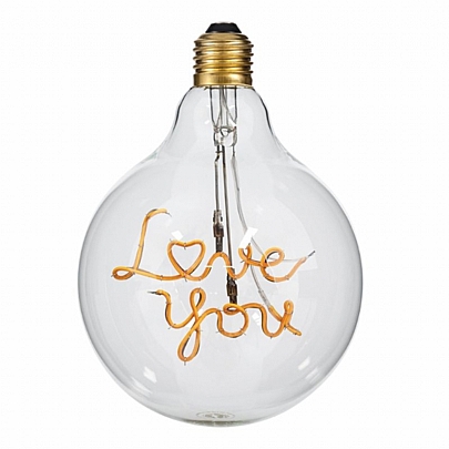 GloboStar LED Λάμπα LOVE YOU Filament E27 G125 Γλόμπος 4W