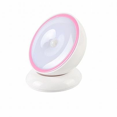 GloboStar Επαναφορτιζόμενο LED Φωτάκι Νυκτός Ροζ Με Ανιχνευτή Κίνησης Και Αισθητήρα Μέρας Νύχτας
