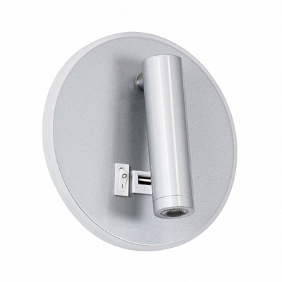 JERSEY LED Νίκελ Βούρτσας Φωτιστικό Τοίχου 10W Με Φορτιστή USB 3Α Reading Light & 360° Κρυφός Φωτισμός Φυσικό Λευκό Φως