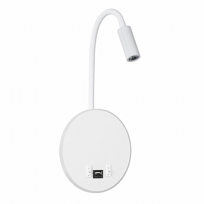 GOOSE LED Λευκό Φωτιστικό Τοίχου 6W Με Φορτιστή USB 3Α Reading Light & 360° Κρυφός Φωτισμός Φυσικό Λευκό Φως