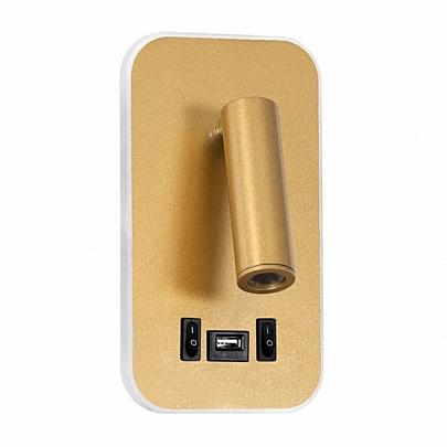 LADY-O LED Χρυσό Βούρτσας Φωτιστικό Τοίχου 10W Με Φορτιστή USB 3Α Reading Light & 360° Κρυφός Φωτισμός Φυσικό Λευκό Φως