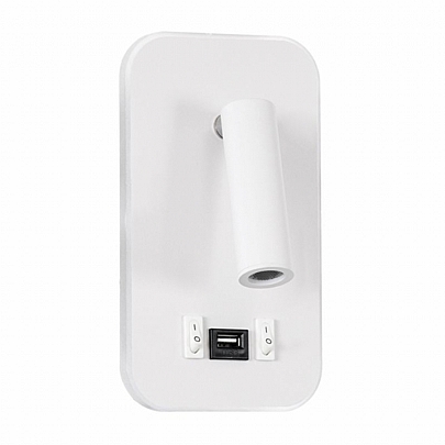 LADY-O LED Λευκό Φωτιστικό Τοίχου 10W Με Φορτιστή USB 3Α Reading Light & 360° Κρυφός Φωτισμός Φυσικό Λευκό Φως