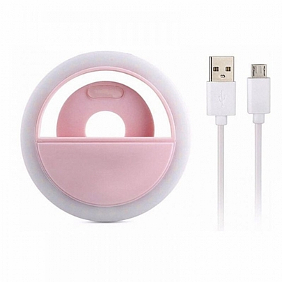 Selfie Ring Light LED Pink For Smart Phone With Rechargeable Battery