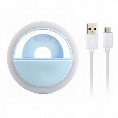 Selfie Ring Light LED Μπλε Για Smart Phone Με Επαναφορτιζόμενη Μπαταρία 