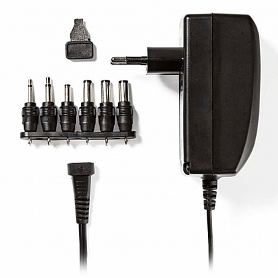 NEDIS Universal Power Adapter 27W/2.25A Switching With 6 Spare Plugs & 3-12V Output, With LED Indicator Light