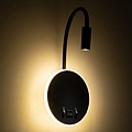 GOOSE LED Μαύρο Φωτιστικό Τοίχου 6W Με Φορτιστή USB 3Α Reading Light & 360° Κρυφός Φωτισμός Φυσικό Λευκό Φως : 5