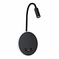 GOOSE LED Μαύρο Φωτιστικό Τοίχου 6W Με Φορτιστή USB 3Α Reading Light & 360° Κρυφός Φωτισμός Φυσικό Λευκό Φως : 1
