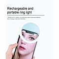 Selfie Ring Light LED Μπλε Για Smart Phone Με Επαναφορτιζόμενη Μπαταρία  : 4