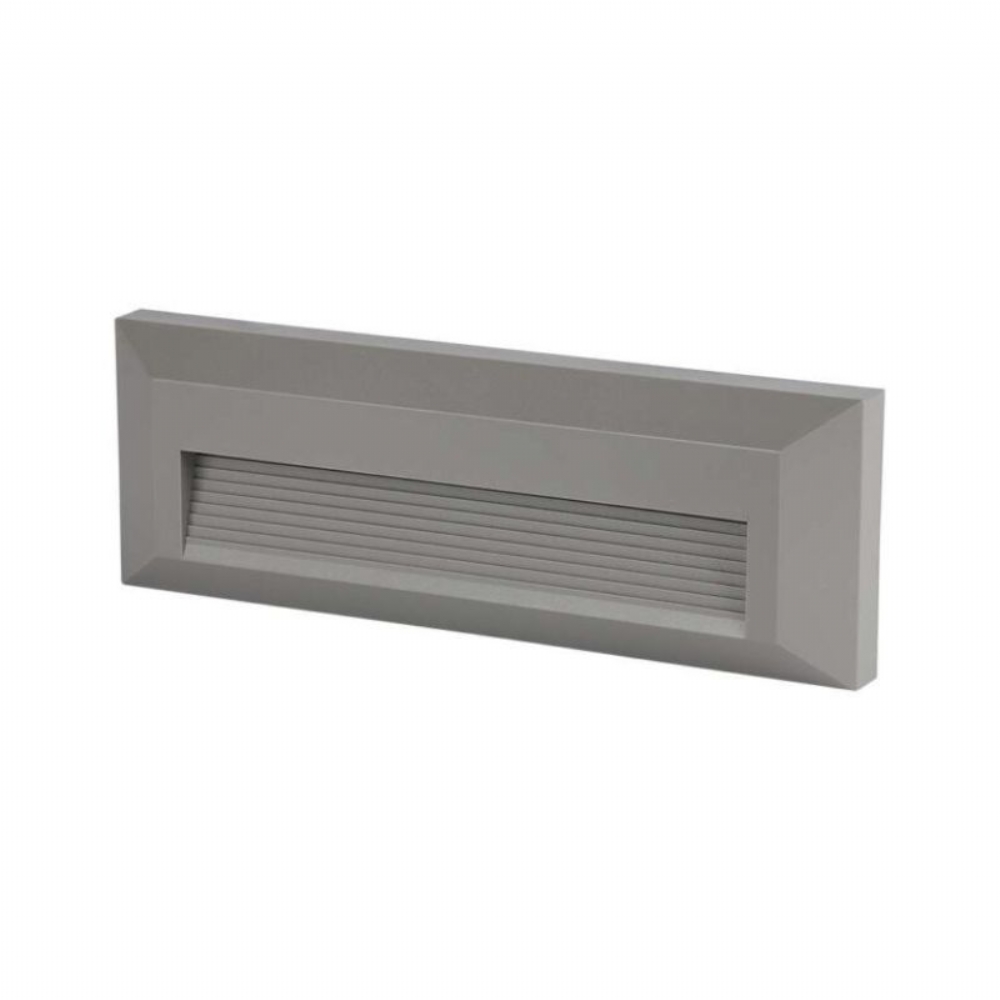 VTAC LED Απλίκα Σκάλας 3W Ορθογώνια Με Γκρι Σώμα 3000Κ Θερμό Λευκό IP65