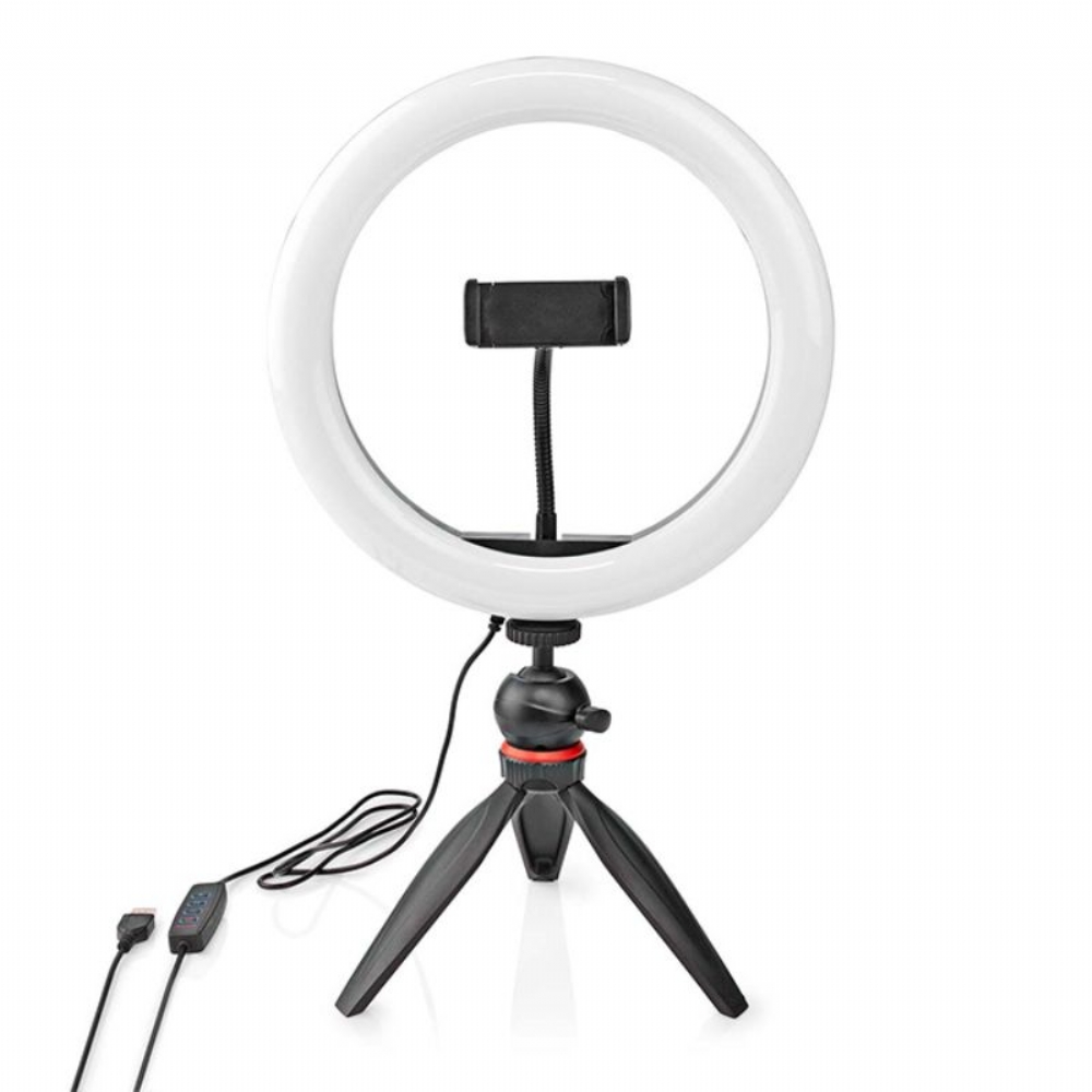 NEDIS Ring Light 10'' (26cm) Με 120 Λάμπες LED & Τρίποδο Στήριξης RLSTND100BK