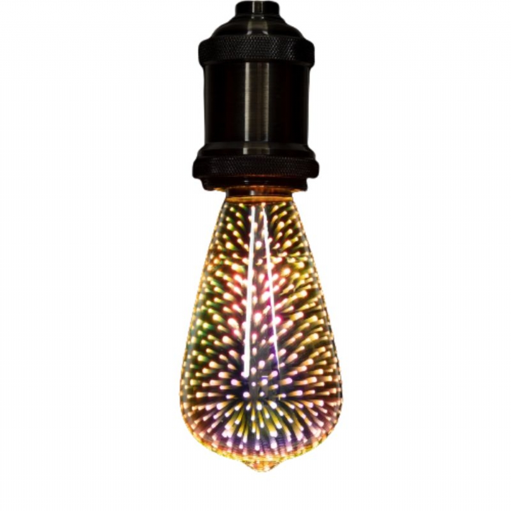 GloboStar Λάμπα LED Long Filament E27 ST64 Αχλάδι 3D Galaxy Effect 3W