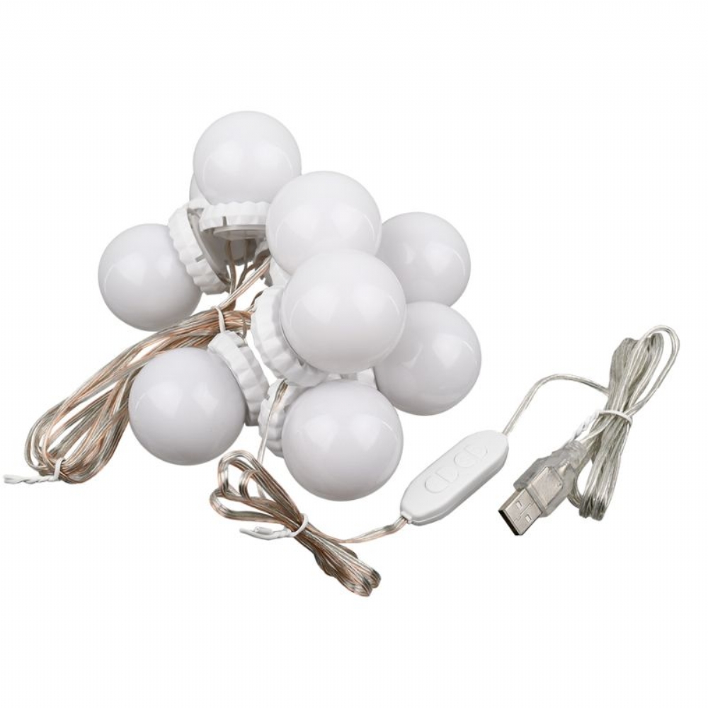 GloboStar LED Φωτιστικό Γιρλάντα Με 10 Γλομπάκια Για Καθρέφτη 8W Με Καλώδιο Τροφοδοσίας USB & Ενσωματωμένο Χειριστήριο Εναλλαγής Χρωμάτων - Image 5