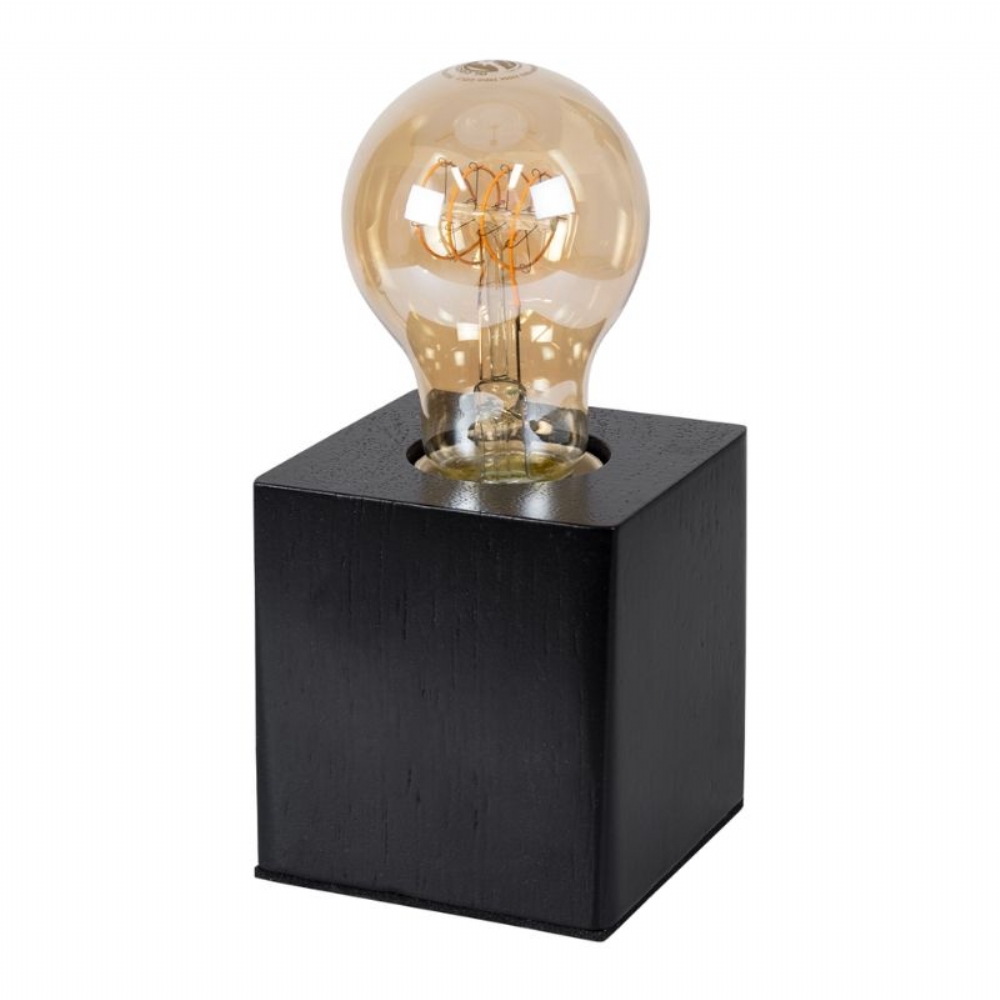 GloboStar WOODBOX Μαύρο Ξύλο Επιτραπέζιο Φωτιστικό Ε27