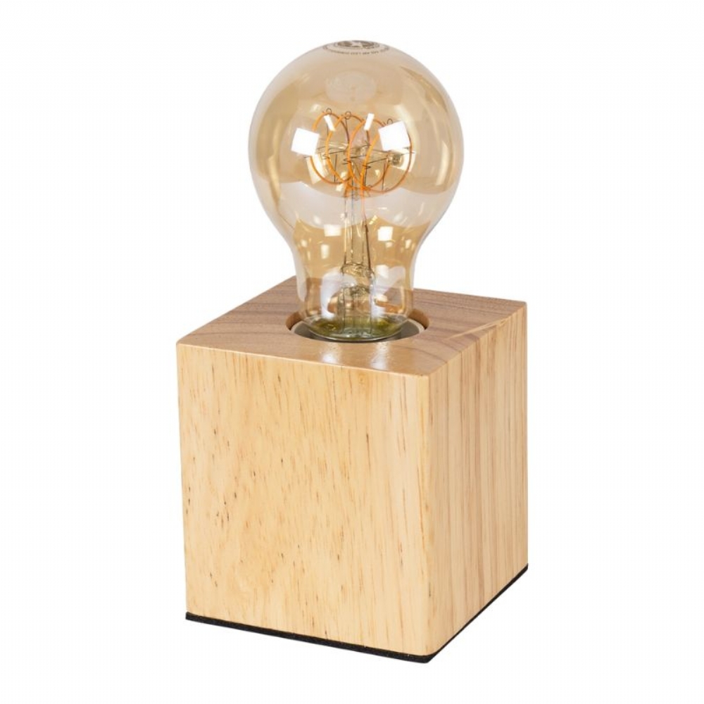 GloboStar WOODBOX Μπεζ Δρυς Επιτραπέζιο Φωτιστικό Ε27