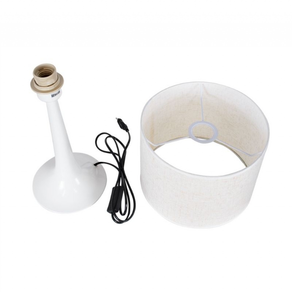 GloboStar AMBROSIA Επιτραπέζιο Φωτιστικό Μονόφωτο Ε27 Λευκό Μεταλλικό Με Καπέλο - Image 2